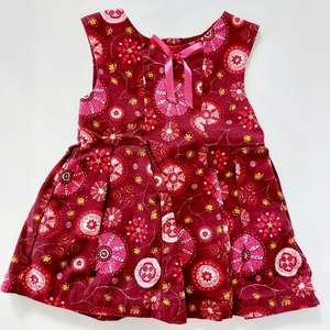 Burgundy & pink floral dot‎ print fit and flare dress size 12m